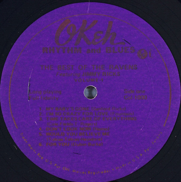 The Ravens (2) Featuring Jimmy Ricks (2) : The Best Of The Ravens Featuring Jimmy Ricks: Volume 1 (LP, Comp)