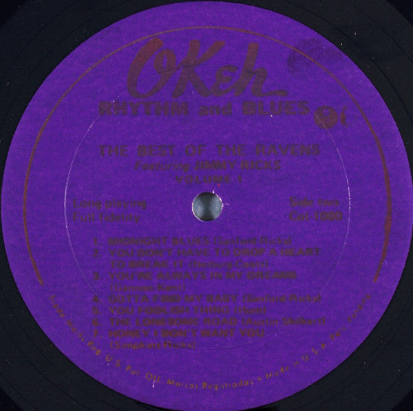 The Ravens (2) Featuring Jimmy Ricks (2) : The Best Of The Ravens Featuring Jimmy Ricks: Volume 1 (LP, Comp)