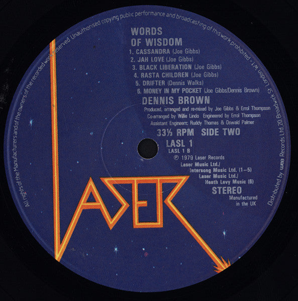 Dennis Brown : Words Of Wisdom (LP, Album)