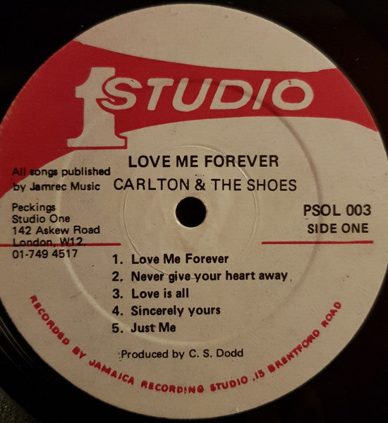 Carlton And The Shoes : Love Me Forever (LP, Album, Mono, Red)