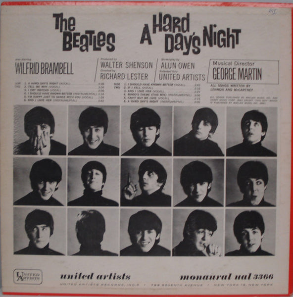The Beatles : A Hard Day's Night (Original Motion Picture Sound Track) (LP, Album, Mono, Pit)