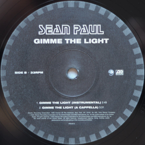 Sean Paul : Gimme The Light (12", Promo)