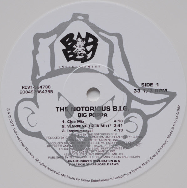 Notorious B.I.G. : Big Poppa (12", Single, Ltd, RE, Whi)