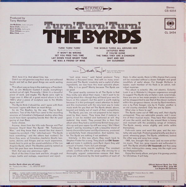 The Byrds : Turn! Turn! Turn! (LP, Album, RP)
