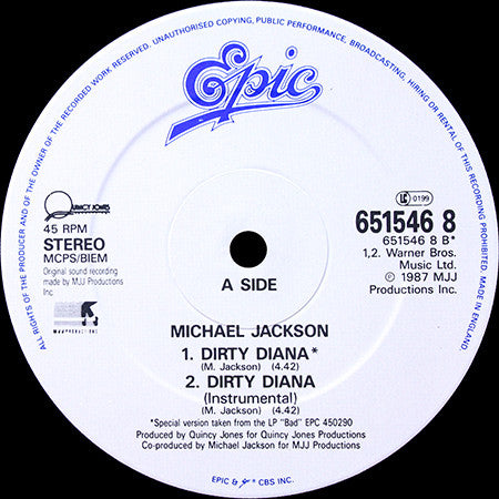 Michael Jackson : Dirty Diana (12", Single)