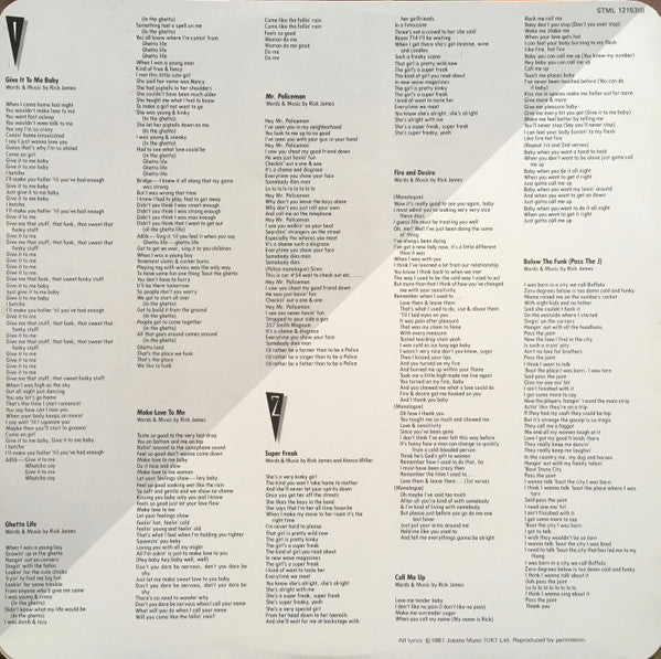 Rick James : Street Songs (LP, Album, RE, RP)