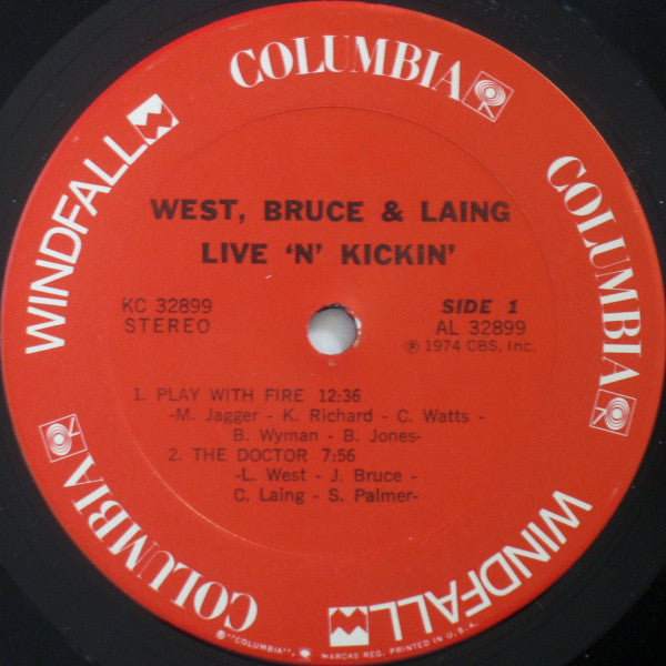West, Bruce & Laing : Live 'N' Kickin' (LP, Album, Pit)