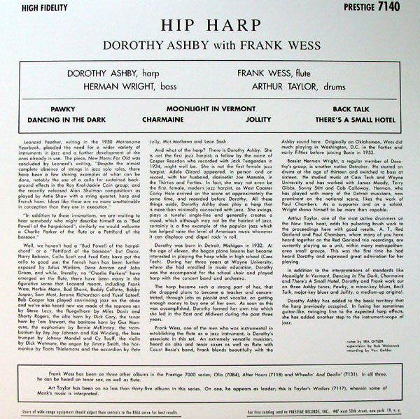 Dorothy Ashby With Frank Wess : Hip Harp (LP, Album, RE)