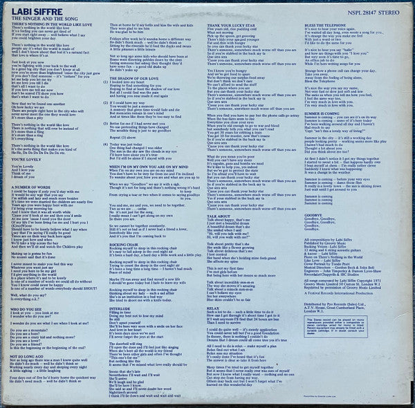 Labi Siffre : The Singer And The Song (LP, Album, Gat)