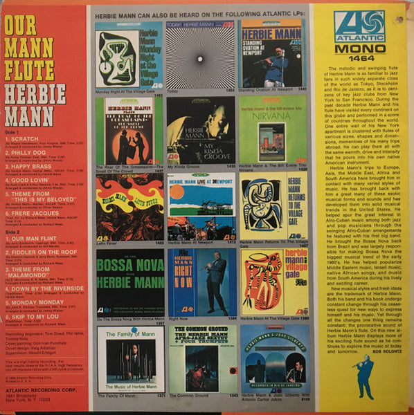 Herbie Mann : Our Mann Flute (LP, Album, Mono, Ora)