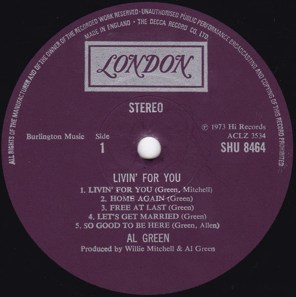 Al Green : Livin' For You (LP, Album)