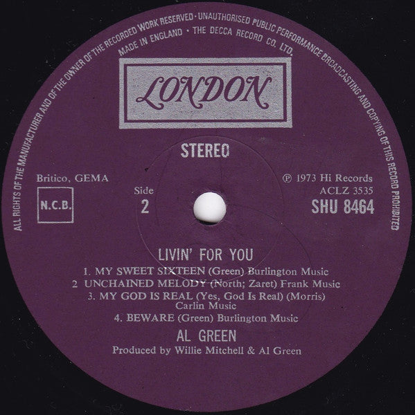 Al Green : Livin' For You (LP, Album)