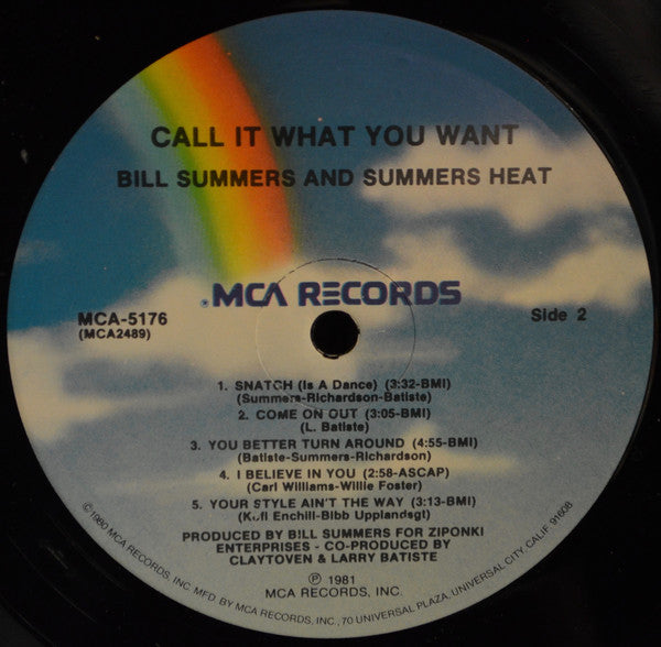 Bill Summers & Summers Heat : Call It What You Want (LP, Album, Pin)