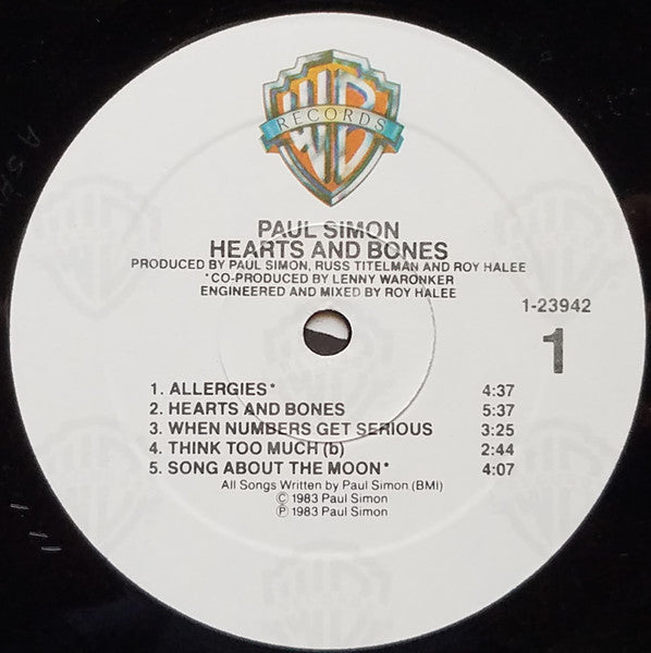 Paul Simon : Hearts And Bones (LP, Album, All)