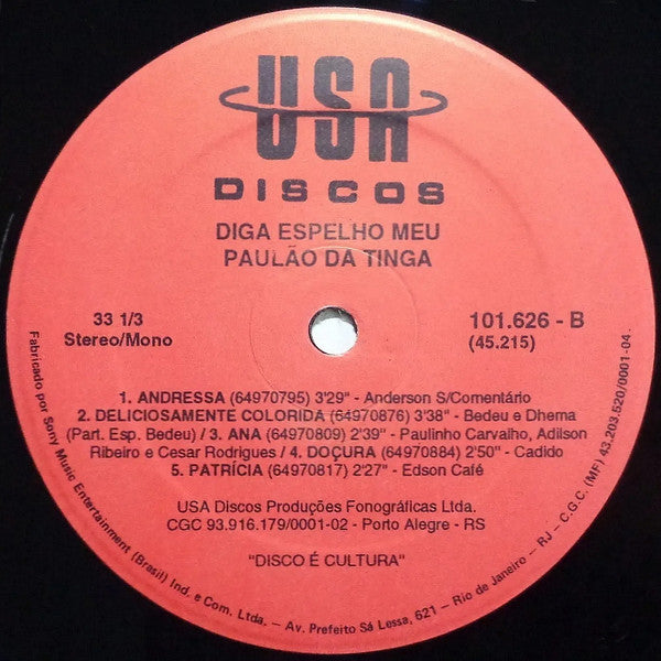 Paulão Da Tinga : Diga Espelho Meu (LP, Album)