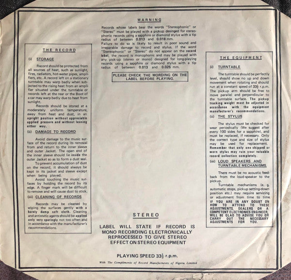 William Onyeabor : Tomorrow (LP, Album)