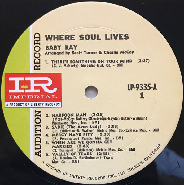 Baby Ray (2) : Where Soul Lives (LP, Album, Mono, Promo)