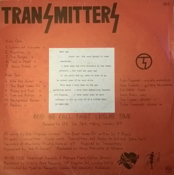 The Transmitters : And We Call That Leisure Time (LP, Album)