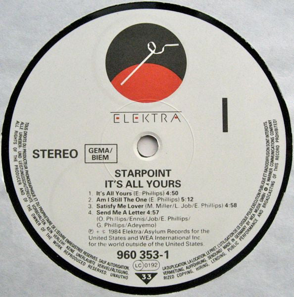 Starpoint : It's All Yours (LP, Album)