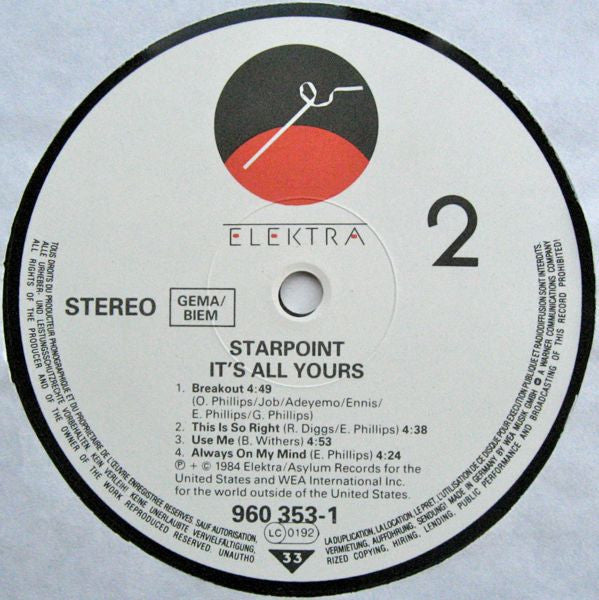 Starpoint : It's All Yours (LP, Album)