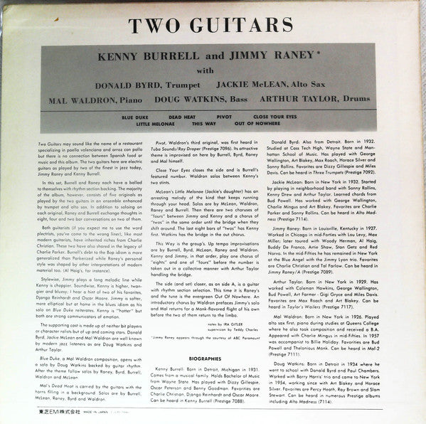 Kenny Burrell / Jimmy Raney : 2 Guitars (LP, Album, Promo, RE)
