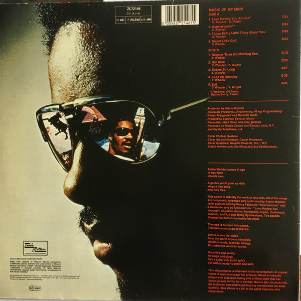 Stevie Wonder : Music Of My Mind (LP, Album, RE, Gat)