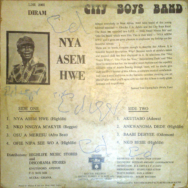 City Boys Band* Led By Ɔboɔba J. A. Adofo (The Black Chinese)* : Nya Asem Hwe (LP, Album)