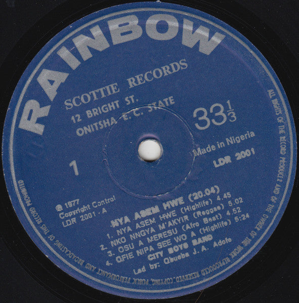 City Boys Band* Led By Ɔboɔba J. A. Adofo (The Black Chinese)* : Nya Asem Hwe (LP, Album)