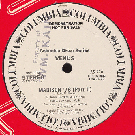 Venus (21) : Madison '76 (Part II) (12", Promo)