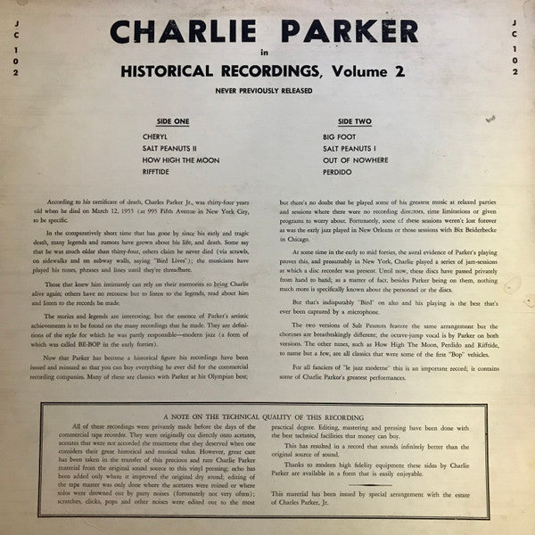 Charlie Parker : Le Cool Jazz Historical Recordings Vol. II (LP)