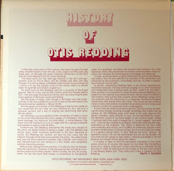 Otis Redding : History Of Otis Redding (LP, Comp, RE, Pre)