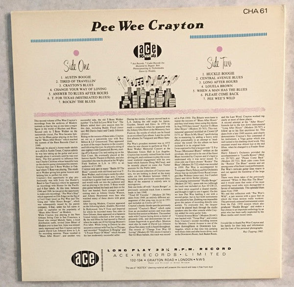 Pee Wee Crayton : Rocking Down On Central Avenue (Pee Wee Crayton Volume Two) (LP, Comp, Mono)