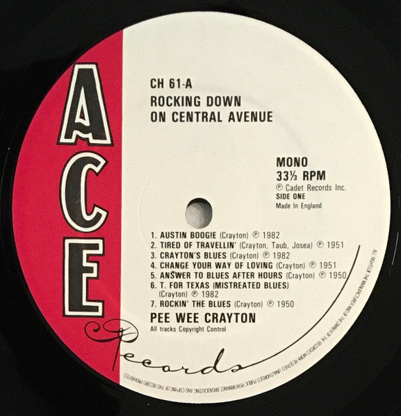Pee Wee Crayton : Rocking Down On Central Avenue (Pee Wee Crayton Volume Two) (LP, Comp, Mono)