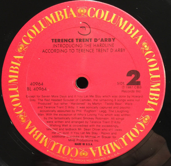 Terence Trent D'Arby : Introducing The Hardline According To Terence Trent D'Arby (LP, Album, Car)