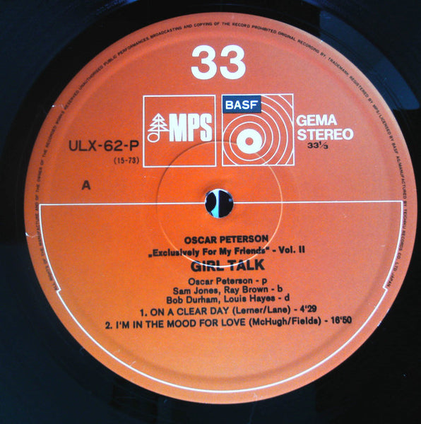 Oscar Peterson : Girl Talk (LP, Album, RE)