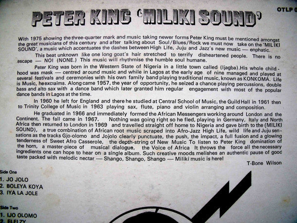 Peter King : Miliki Sound (LP, Album)