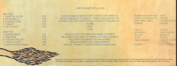 I-Roy : Heart Of A Lion (LP, Album, RE)