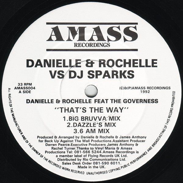 Danielle & Rochelle vs DJ Sparks : That's The Way / Chapter 1 EP (12")
