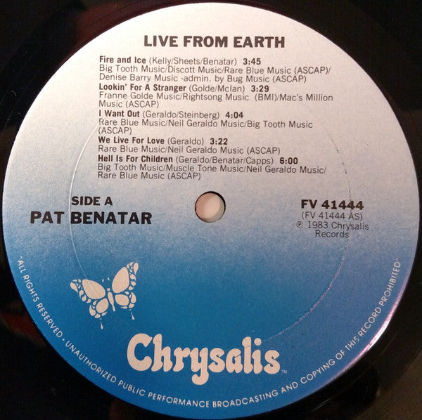 Benatar* : Live From Earth (LP, Album, Pit)