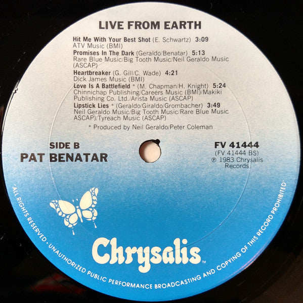 Benatar* : Live From Earth (LP, Album, Pit)