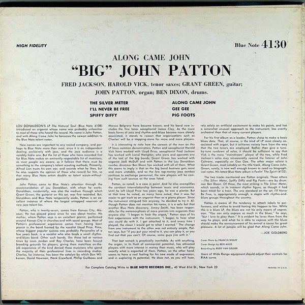 John Patton : Along Came John (LP, Album, Mono)