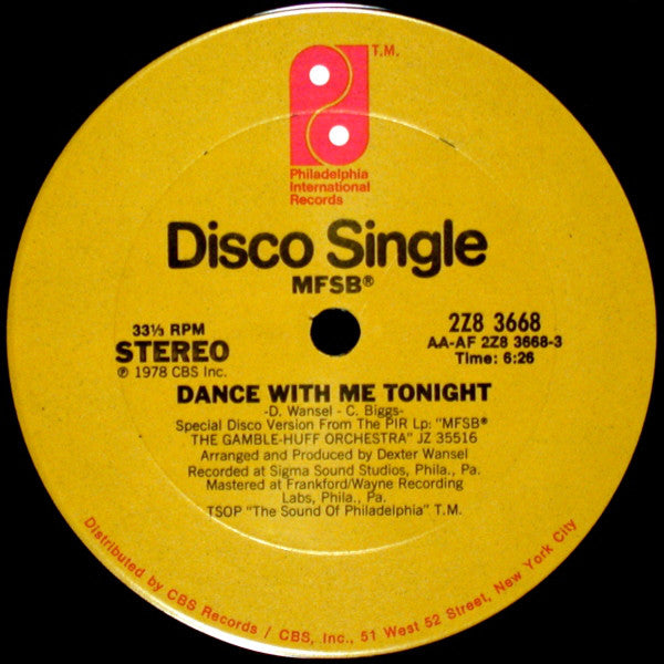 MFSB : Dance With Me Tonight (12")