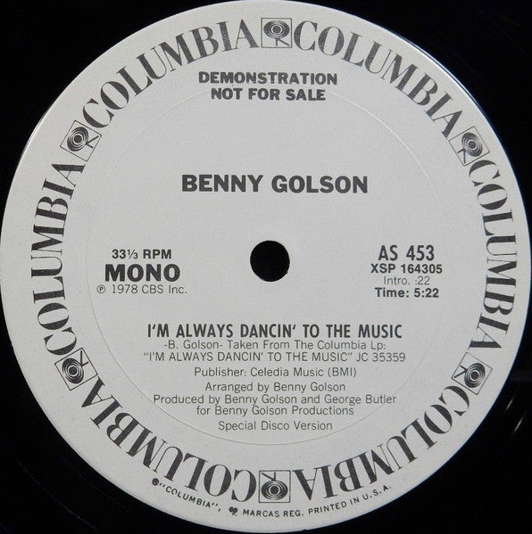Benny Golson : I'm Always Dancin' To The Music (12", Mono, Promo)