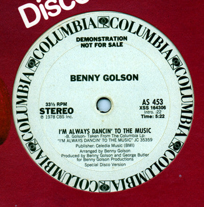 Benny Golson : I'm Always Dancin' To The Music (12", Mono, Promo)