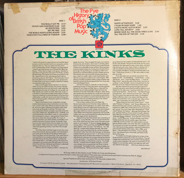 The Kinks : The Pye History Of British Pop Music (LP, Comp, Mono, San)