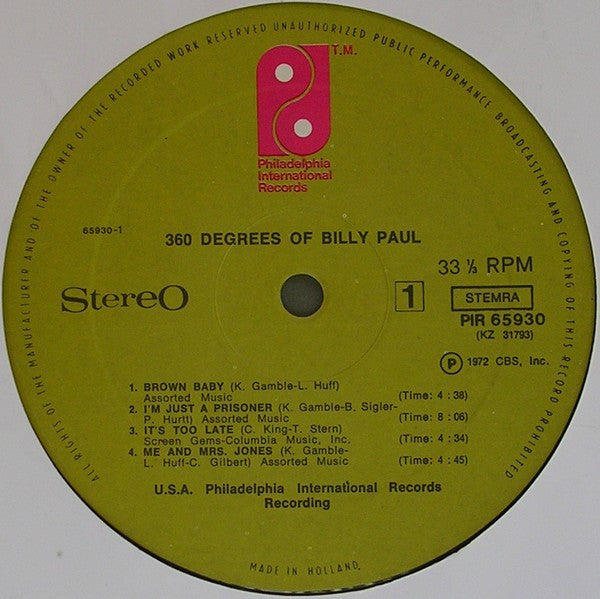 Billy Paul : 360 Degrees Of Billy Paul (LP, Album)