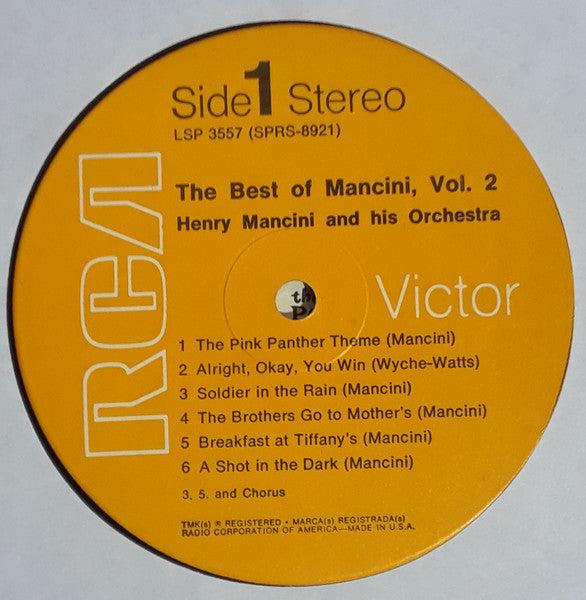 Henry Mancini And His Orchestra And Chorus : The Best Of Mancini Volume 2 (LP, Comp)