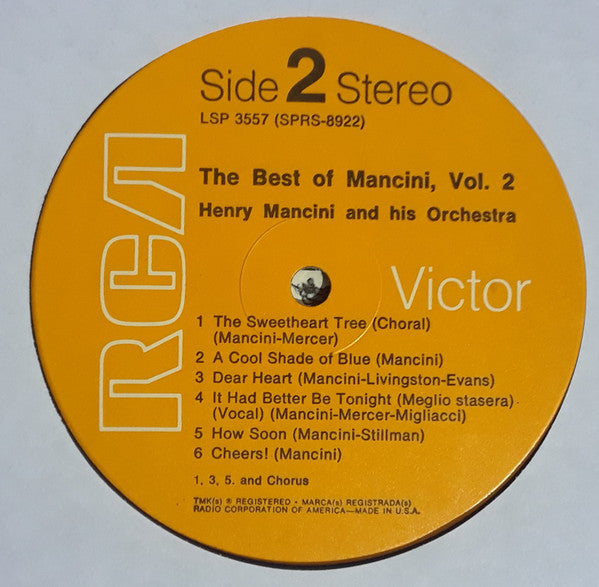 Henry Mancini And His Orchestra And Chorus : The Best Of Mancini Volume 2 (LP, Comp)