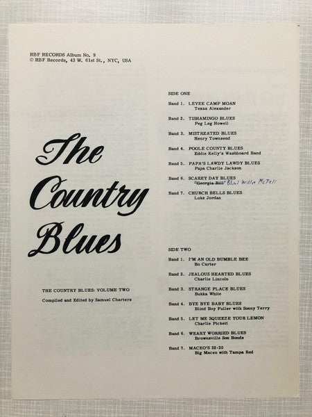 Various : The Country Blues Volume Two (LP, Comp, RP)