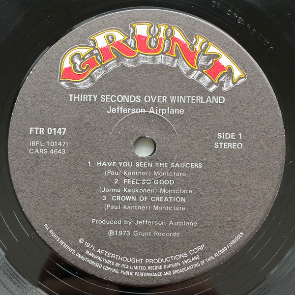 Jefferson Airplane : Thirty Seconds Over Winterland (LP, Album)